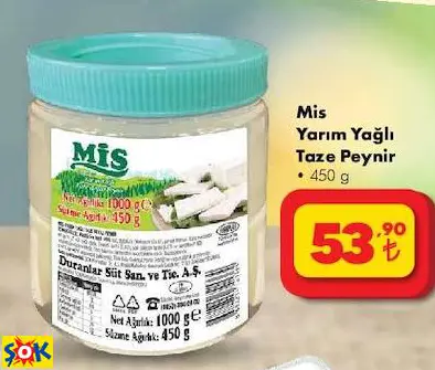 MİS YARIM YAĞLI TAZE PEYNİR MİS YARIM YAĞLI TAZE PEYNİR